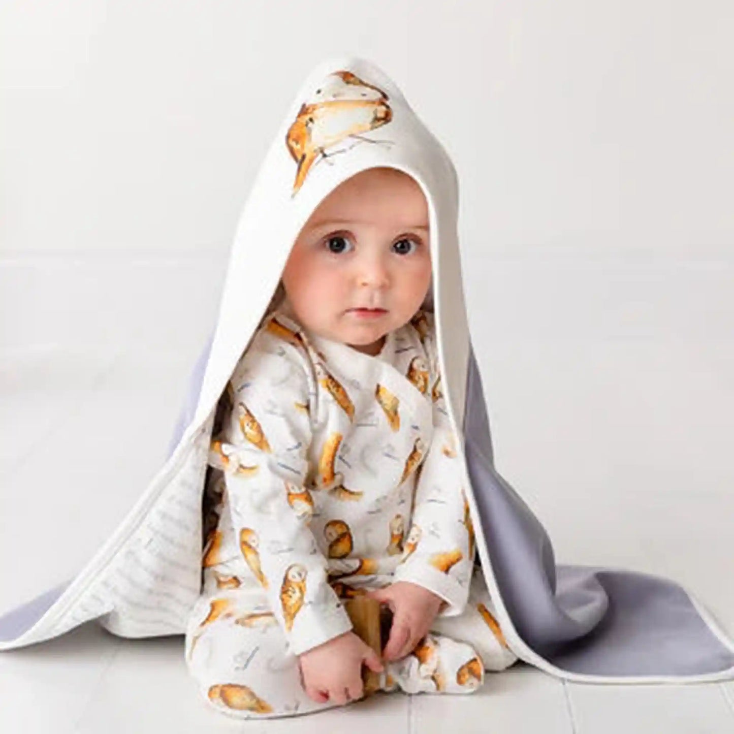 Organic Cotton Baby Footie - Olive Owl - Blankee Baby