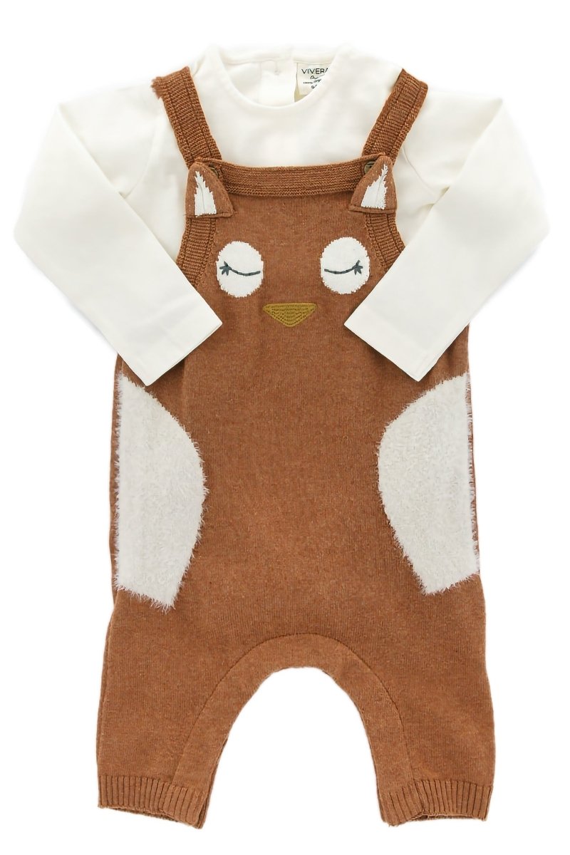 Organic Cotton 2-piece Owl Overall Set - Cinnamon | Blankee Baby