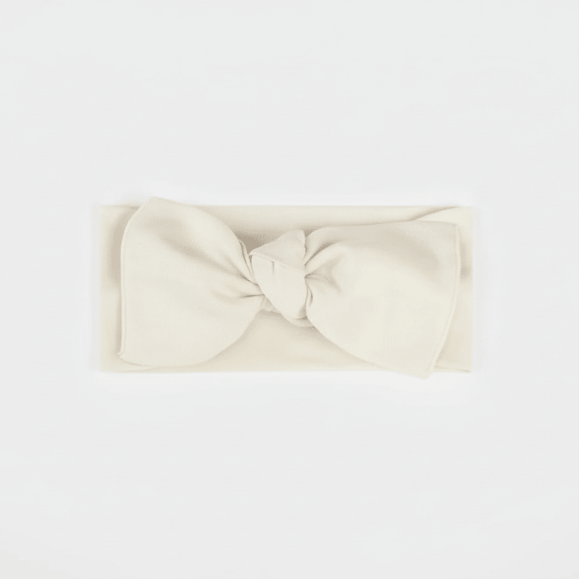 Organic Cotton Bow Headwrap - Natural White | Blankee Baby