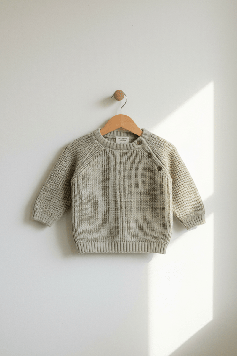 Organic Cotton Chunky Knit Sweater - Stone - Blankee Baby