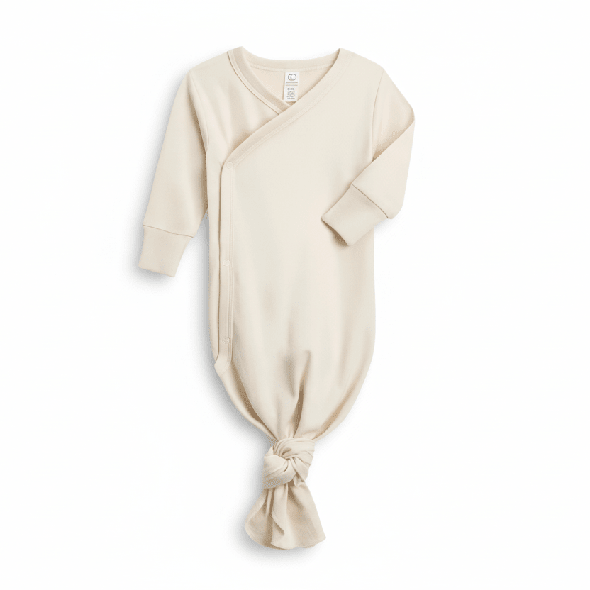Organic Cotton Infant Kimono Gown - Natural White | Colored Organics | Sleepwear
