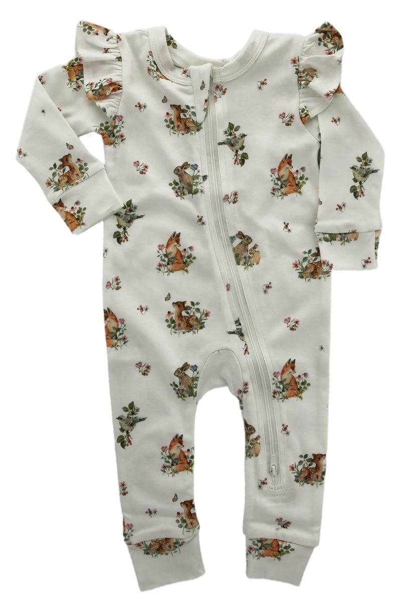 Organic Cotton Vintage Meadow One-Piece Romper - White | Aster & Oak | Rompers & Sets
