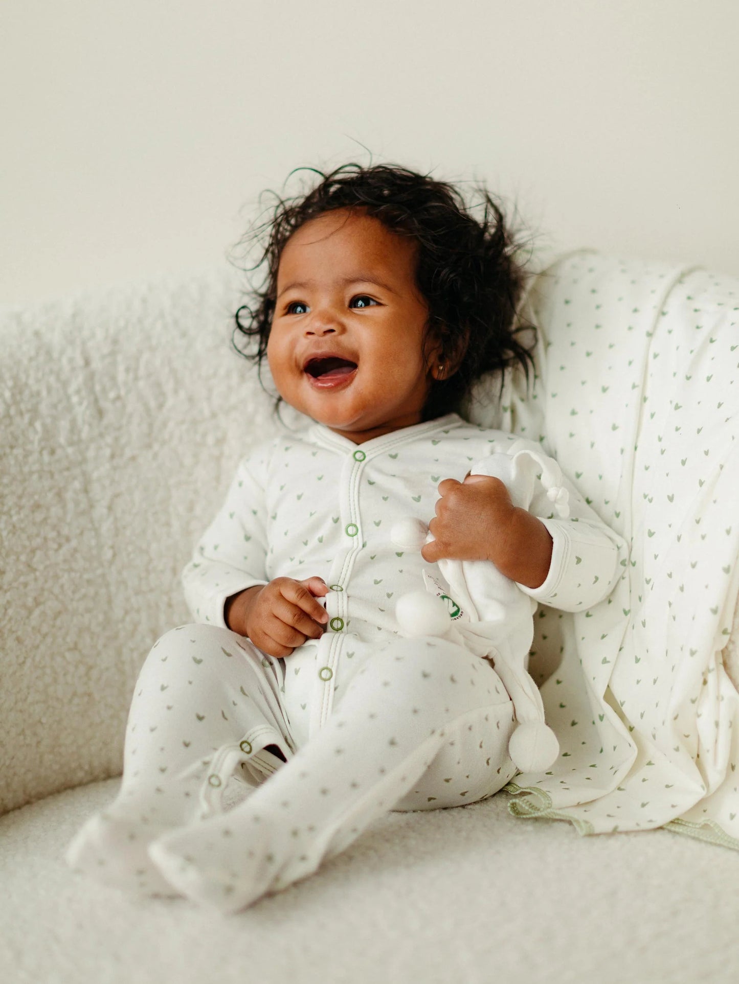 Organic Cotton Baby Footie - Spring Hearts - Blankee Baby