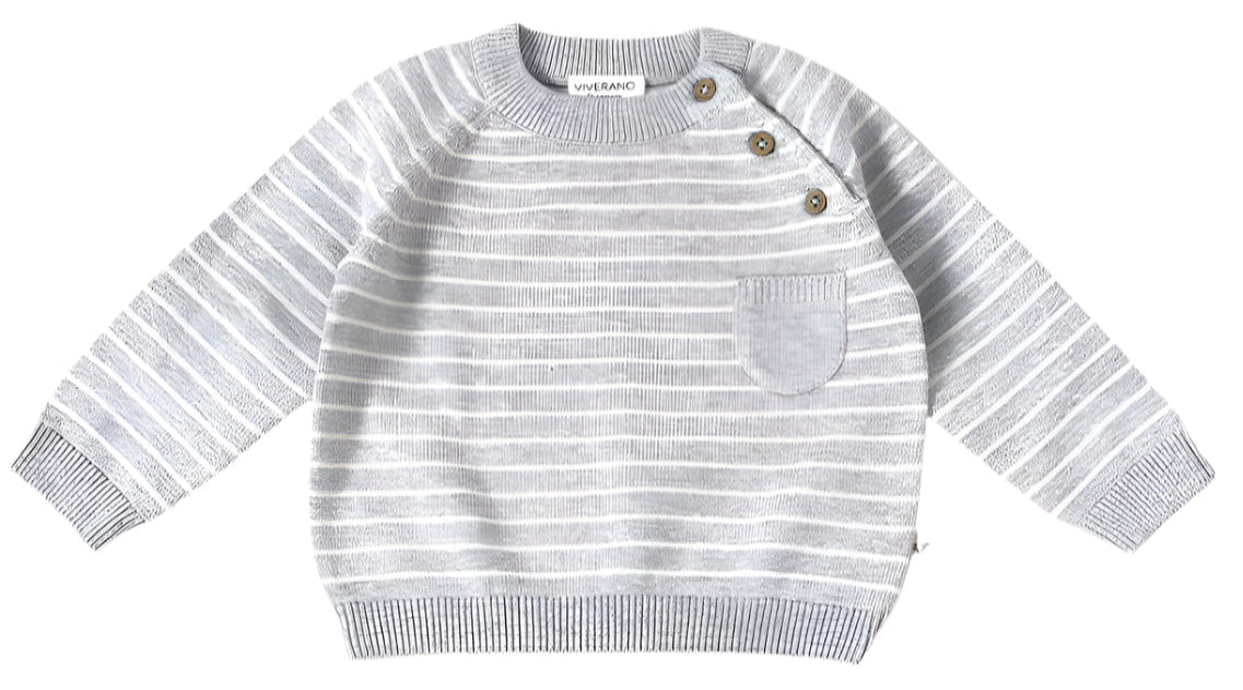 Organic Cotton Striped Pocket Sweater - Blankee Baby