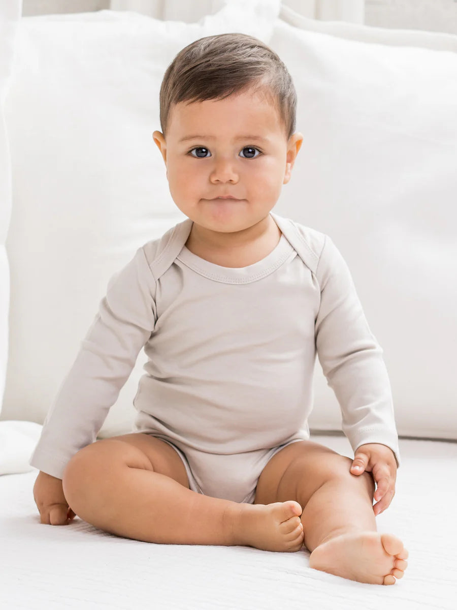 Organic Cotton Baby Bodysuit - Stone - Blankee Baby