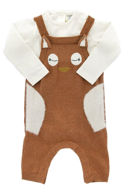 Organic Cotton 2-piece Owl Overall Set - Cinnamon | Blankee Baby
