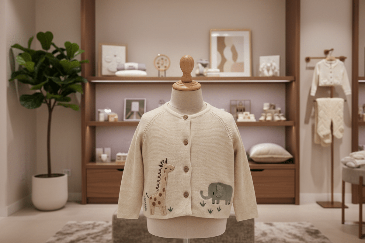 Organic Cotton Animal Safari Cardigan - Natural White - Blankee Baby