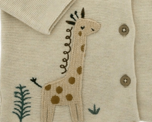 Organic Cotton Animal Safari Cardigan - Natural White - Blankee Baby