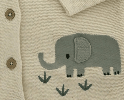 Organic Cotton Animal Safari Cardigan - Natural White - Blankee Baby