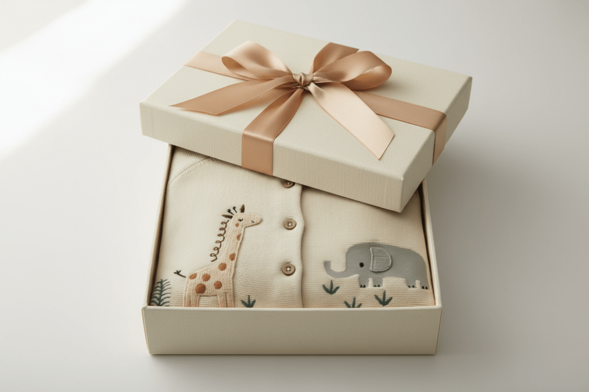 Organic Cotton Animal Safari Cardigan - Natural White - Blankee Baby