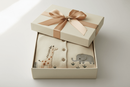 Organic Cotton Animal Safari Cardigan - Natural White - Blankee Baby