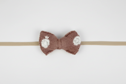 Organic Cotton Embroidered Bow Headband - Apple Spice | Viverano Organics | Accessories