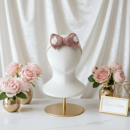 Organic Cotton Bow Headband - Apple Spice - Blankee Baby