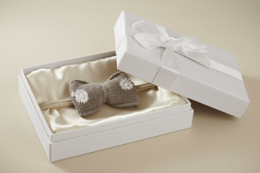 Organic Cotton Bow Headband - Cafe Latte - Blankee Baby