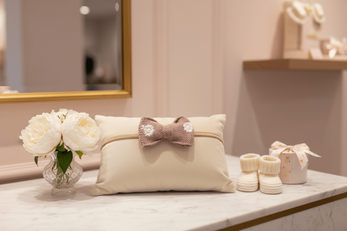 Organic Cotton Bow Headband - Vintage Rose Pink - Blankee Baby