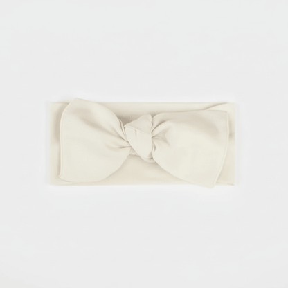 Organic Cotton Bow Headwrap - Natural White | Blankee Baby