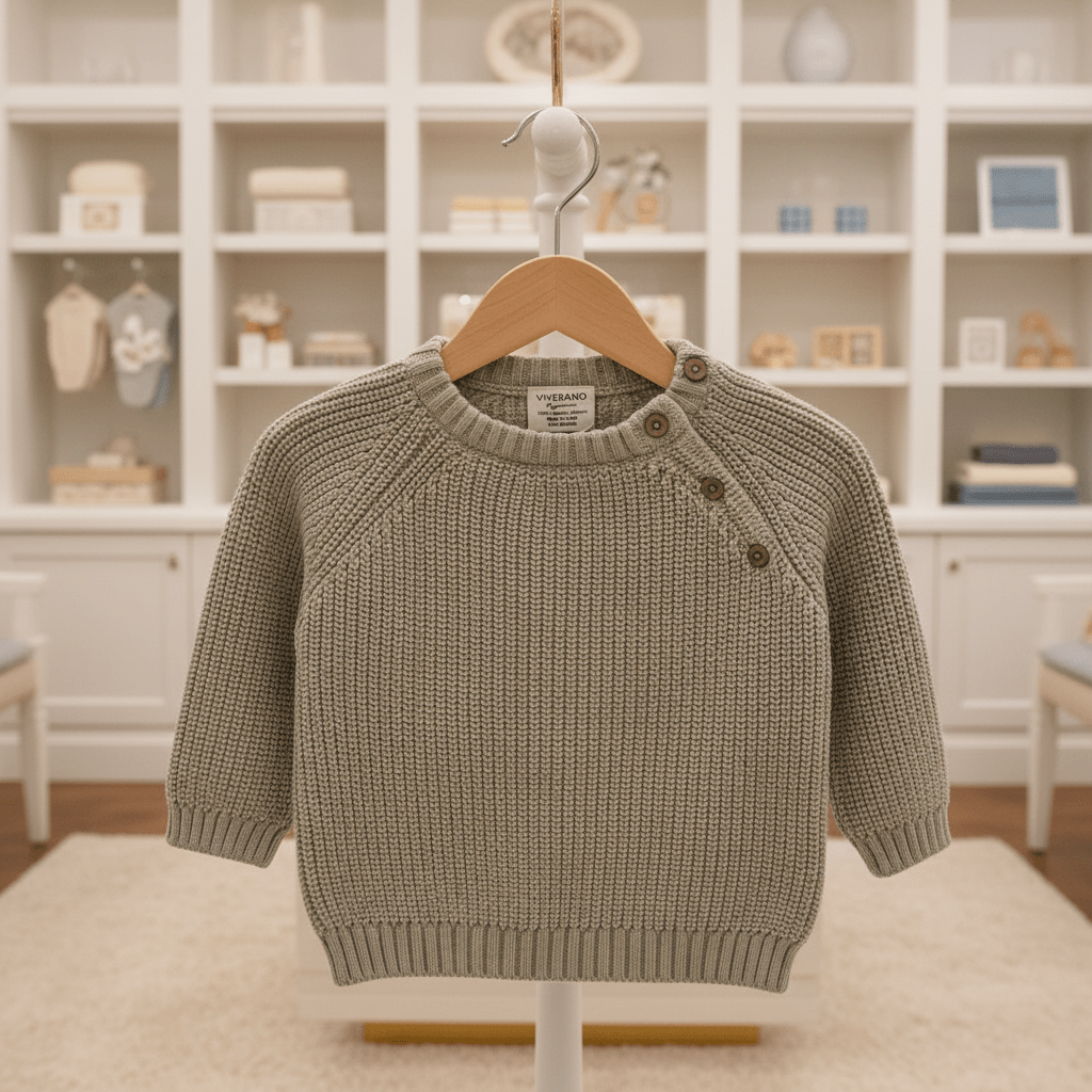 Organic Cotton Chunky Knit Sweater - Stone - Blankee Baby