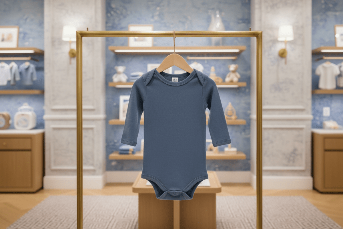 Organic Cotton Classic Long Sleeve Bodysuit - Harbor Blue | Colored Organics | Tops