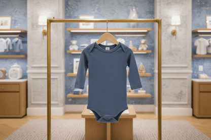 Organic Cotton Classic Long Sleeve Bodysuit - Harbor Blue | Colored Organics | Tops