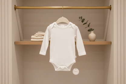 Organic Cotton Classic Long Sleeve Bodysuit - White - Blankee Baby