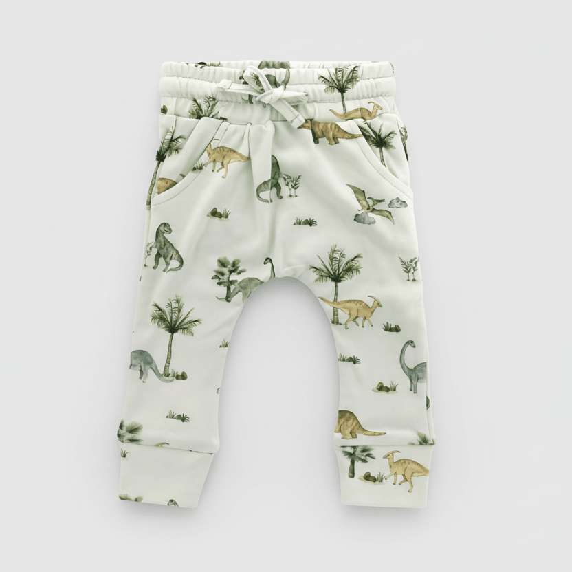 Organic Cotton Dinosaur Baby Pant - Pale Blue | Blankee Baby