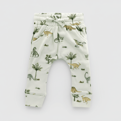 Organic Cotton Dinosaur Baby Pant - Pale Blue | Blankee Baby
