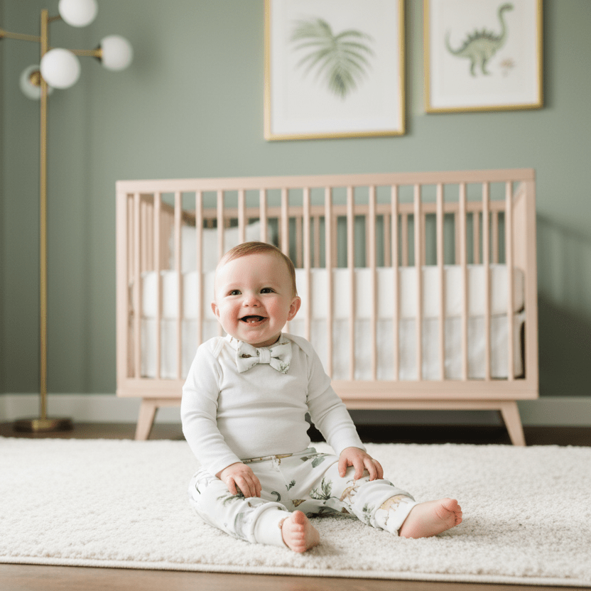 Organic Cotton Dinosaur Baby Pant - Pale Blue | Blankee Baby