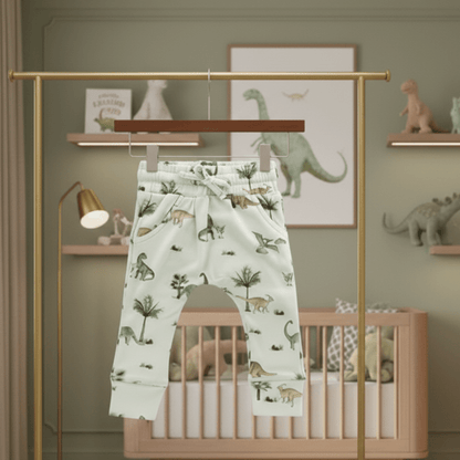 Organic Cotton Dinosaur Baby Pant - Pale Blue | Blankee Baby