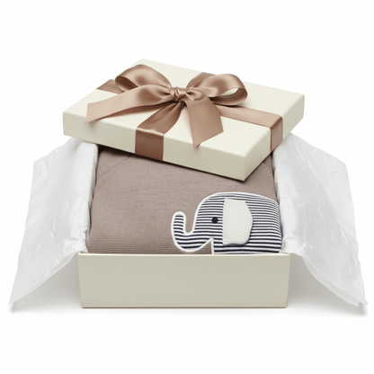 Organic Cotton Elephant Sweater - Cafe Latte - Blankee Baby