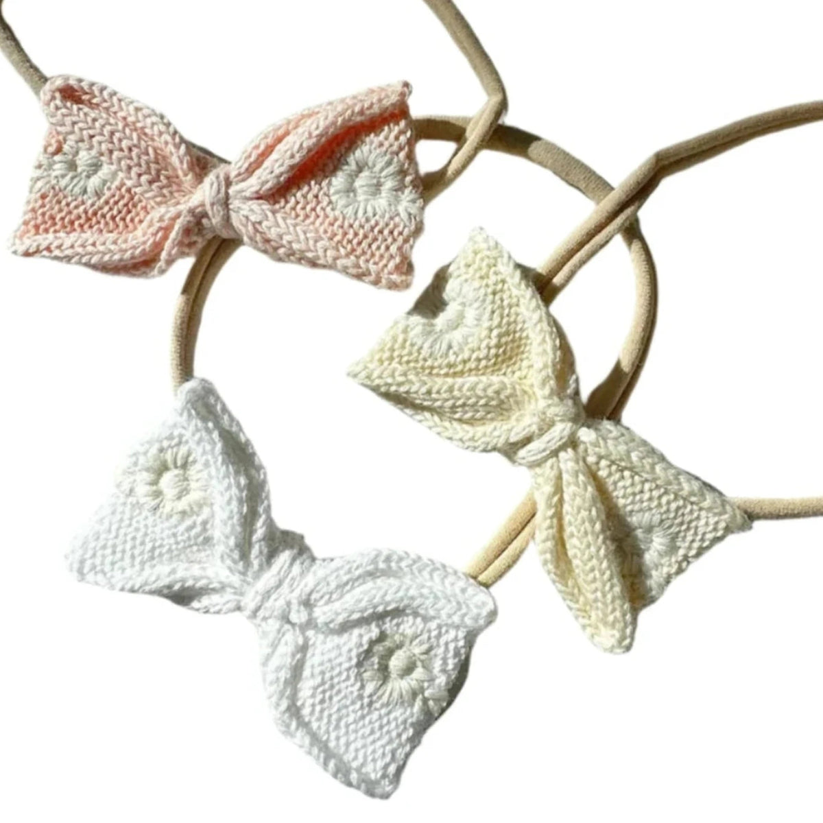 Organic Cotton Embroidered Bow Headband - Blankee Baby