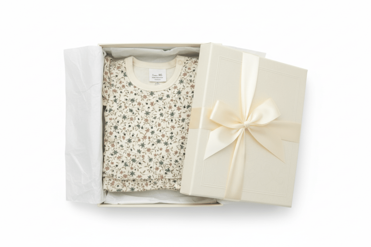 Organic Cotton Floral Bodysuit Dress - Natural White - Blankee Baby
