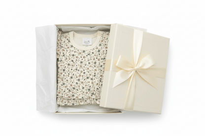 Organic Cotton Floral Bodysuit Dress - Natural White - Blankee Baby