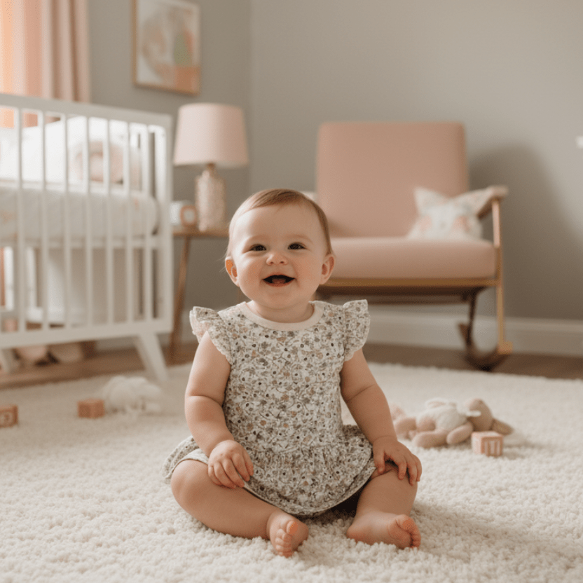 Organic Cotton Floral Bodysuit Dress - Natural White | Aster & Oak | Dresses