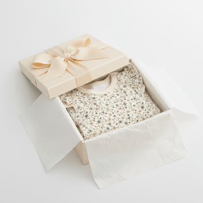 Organic Cotton Floral Ruffle Bodysuit - Natural White | Aster & Oak | Tops