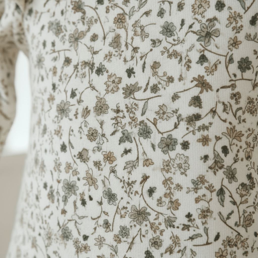 Organic Cotton Floral Ruffle Bodysuit - Natural White | Aster & Oak | Tops