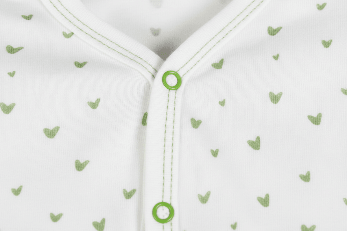 Organic Cotton Footie Pajama - Green Heart | Blankee Baby