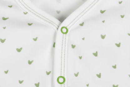 Organic Cotton Footie Pajama - Green Heart | Blankee Baby