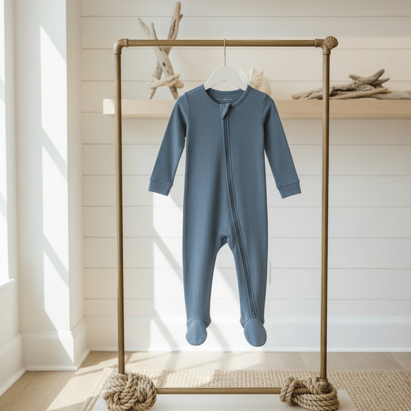 Organic Cotton Footie Pajama - Harbor Blue | Blankee Baby