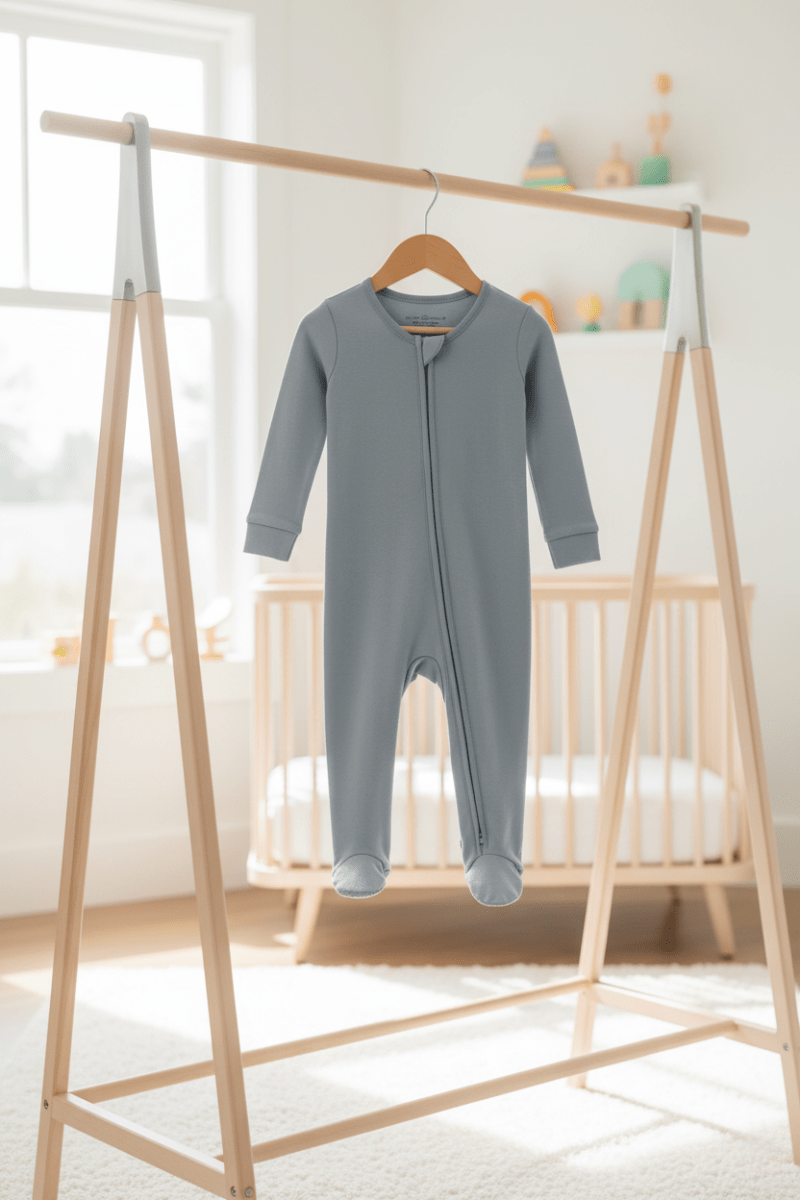 Organic Cotton Footie Pajama - Mist Blue | Blankee Baby