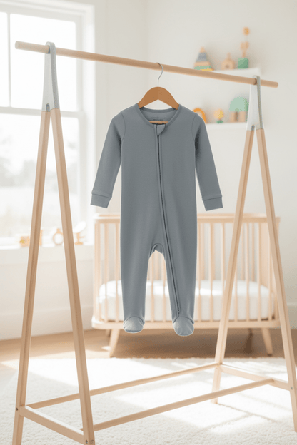 Organic Cotton Footie Pajama - Mist Blue | Blankee Baby