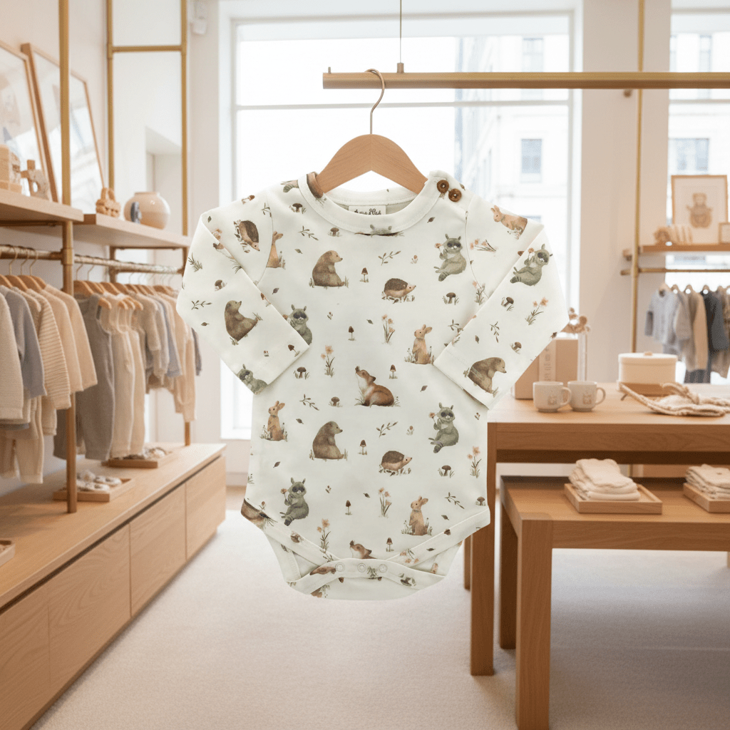 Organic Cotton Forest Friends Bodysuit - White - Blankee Baby