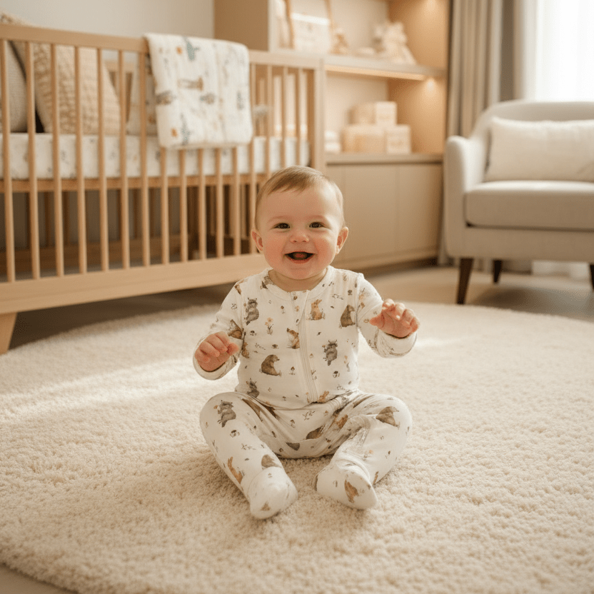 Organic Cotton Forest Friends One - Piece Romper - White | Aster & Oak | Rompers & Sets