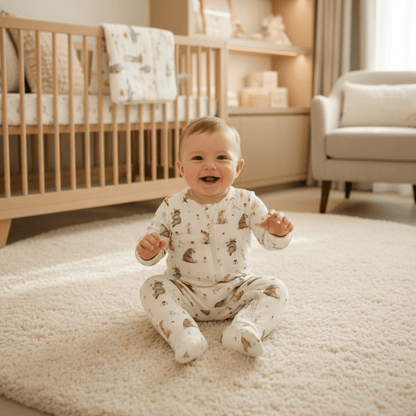 Organic Cotton Forest Friends One - Piece Romper - White | Aster & Oak | Rompers & Sets