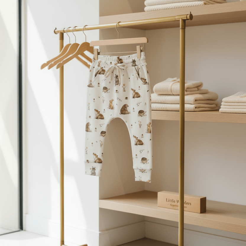 Organic Cotton Forest Friends Pant - White - Blankee Baby