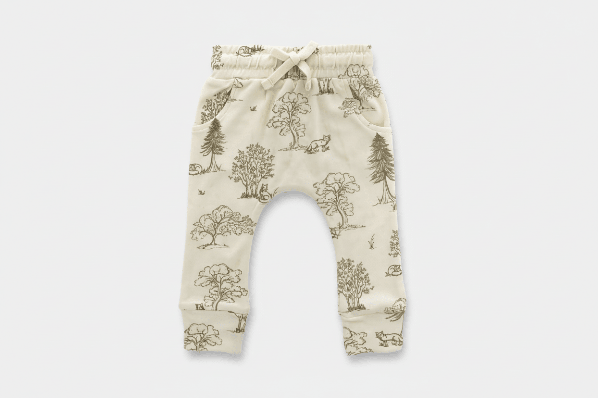 Organic Cotton Fox Woods Baby Pant - Natural White | Aster & Oak | Pants