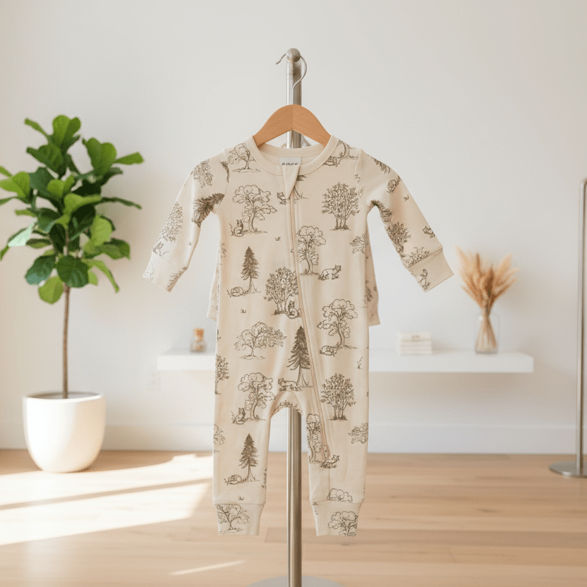 Organic Cotton Fox Woods One-Piece Romper - Natural White | Aster & Oak | Rompers & Sets