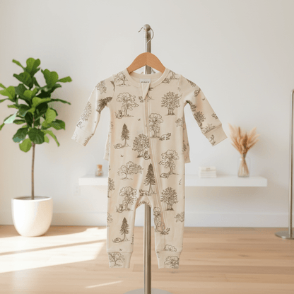 Organic Cotton Fox Woods One-Piece Romper - Natural White | Aster & Oak | Rompers & Sets