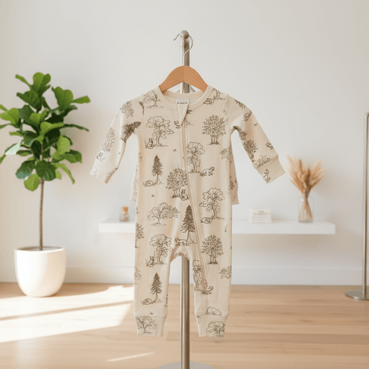Organic Cotton Fox Woods One-Piece Romper - Natural White | Aster & Oak | Rompers & Sets