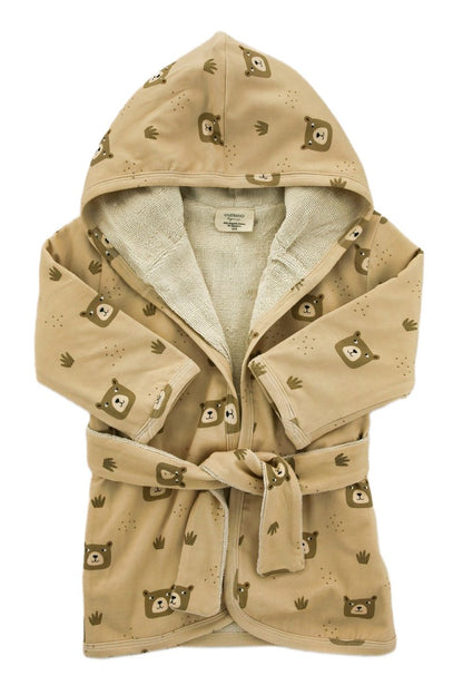 Organic Cotton Teddy Bear Bath Robe - Almond Brown
