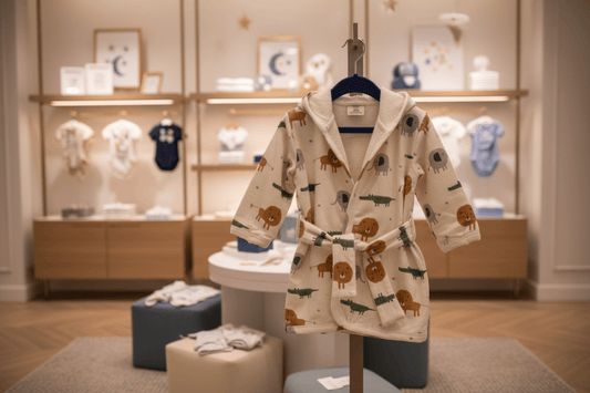 Organic Cotton Hooded Bath Robe - Safari Animals - Blankee Baby